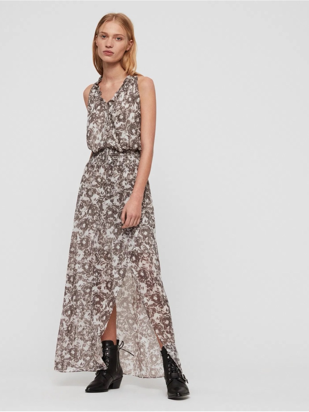 ALLSAINTS Nylah Rosa Maxi Dress Floral Sleeveless Boho Women Size L